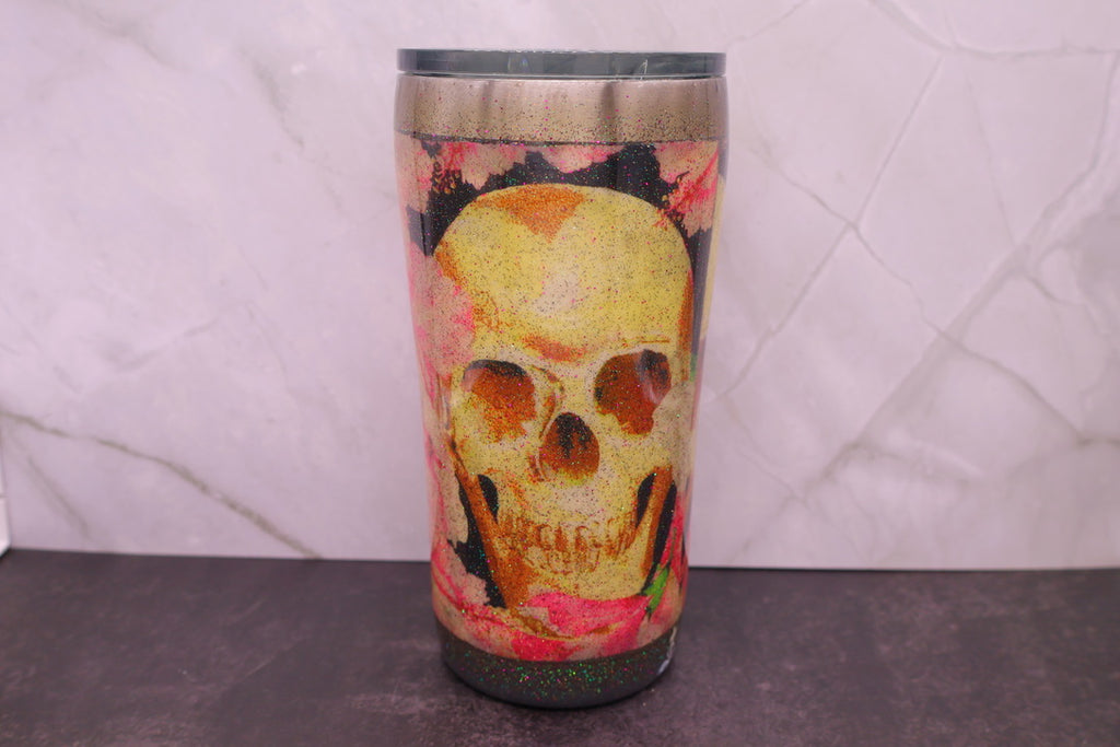 Skull & Roses Glitter Tumbler — 20 oz (Misfit)