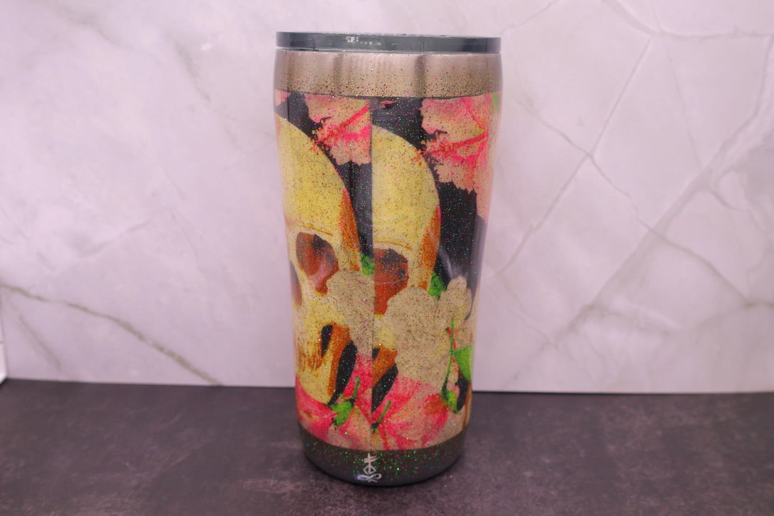 Skull & Roses Glitter Tumbler — 20 oz (Misfit)