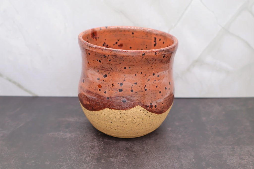 Speckled Brown Handleless Mug — 12 oz