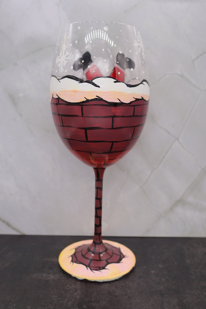 Santa Down the Chimney Wine Glass — Single (Misfit)