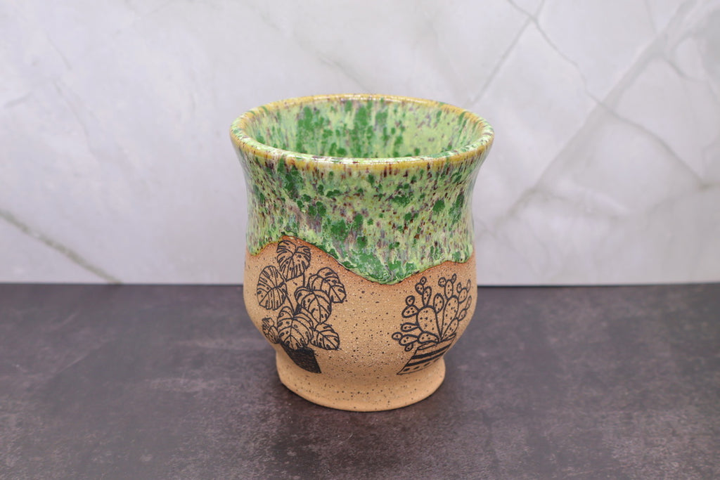 Lime Speckled Planter — 3.5 in