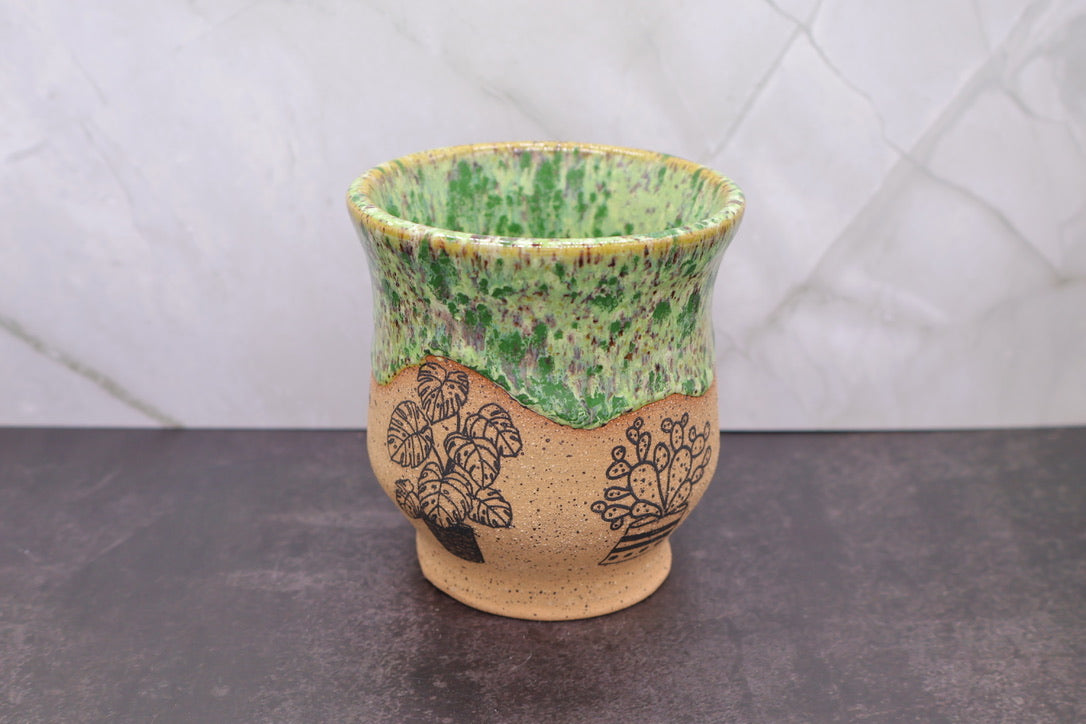 Lime Speckled Planter — 3.5 in