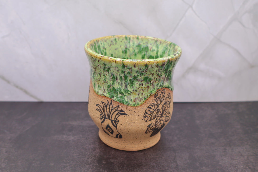 Lime Speckled Planter — 3.5 in