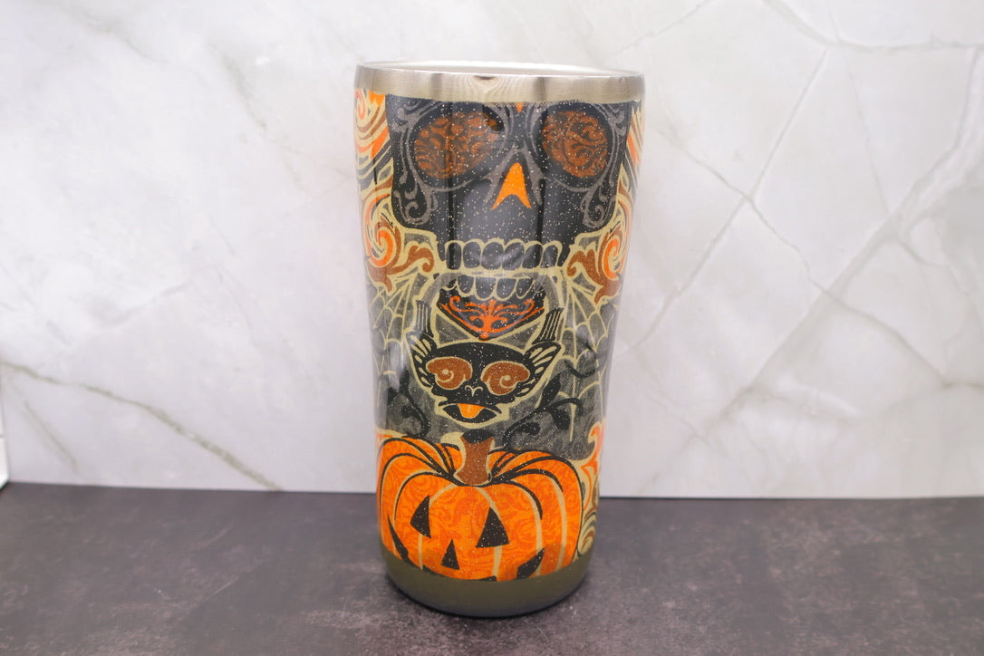Sugar Skull & Pumpkin Tumbler — 20 oz