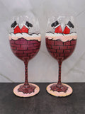 Santa Down the Chimney Wine Glasses — Set of 2 (Misfit)