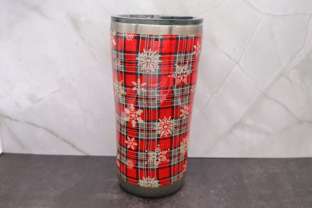 Plaid Snowflake Tumbler — 20 oz