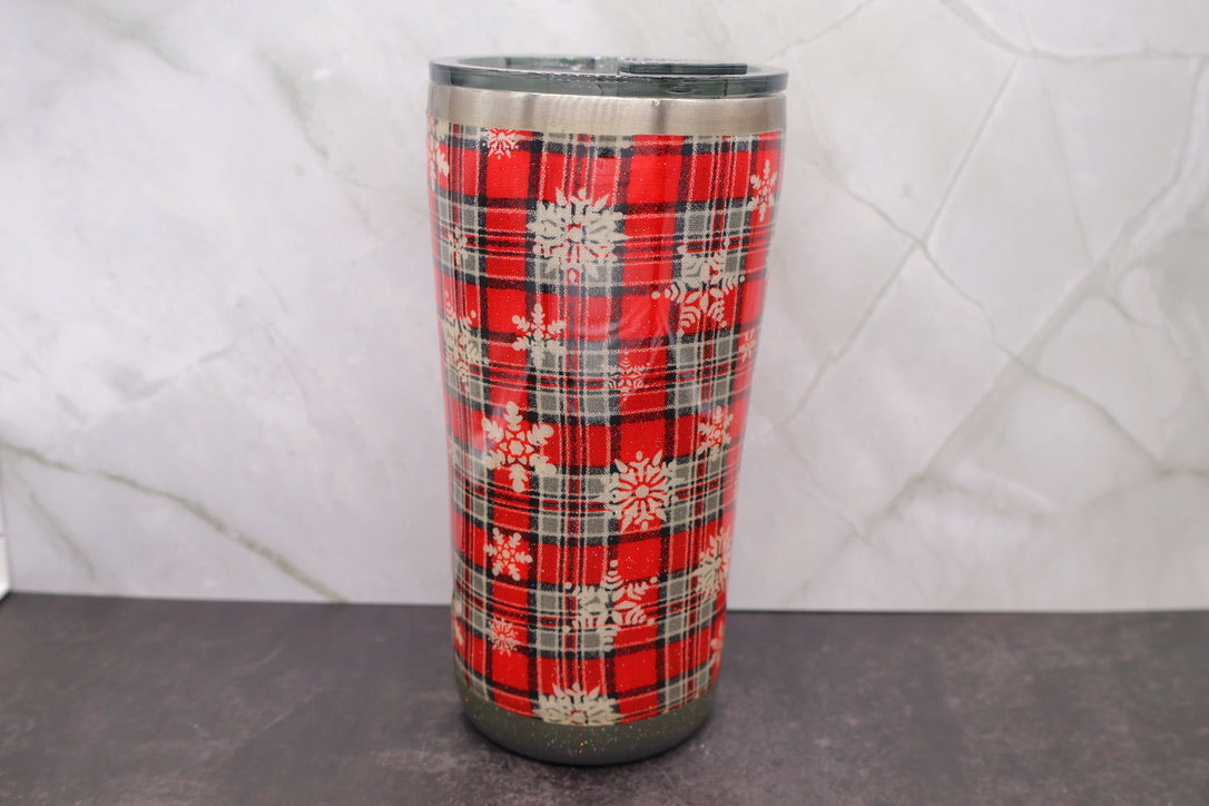 Plaid Snowflake Tumbler — 20 oz