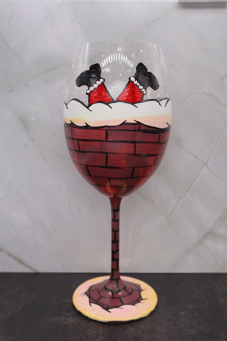 Santa Down the Chimney Wine Glass — Single (Misfit)